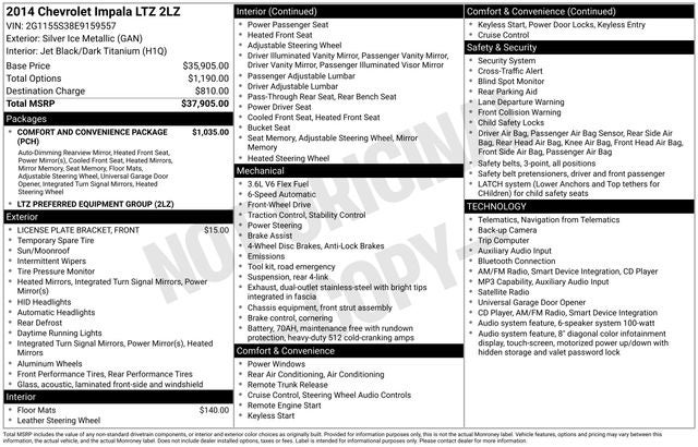 2014 Chevrolet Impala LTZ 2LZ