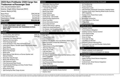 2025 RAM ProMaster 2500 Base 136 WB