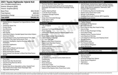 2021 Toyota Highlander Hybrid XLE