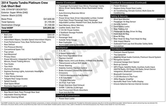 2014 Toyota Tundra Platinum 5.7L V8
